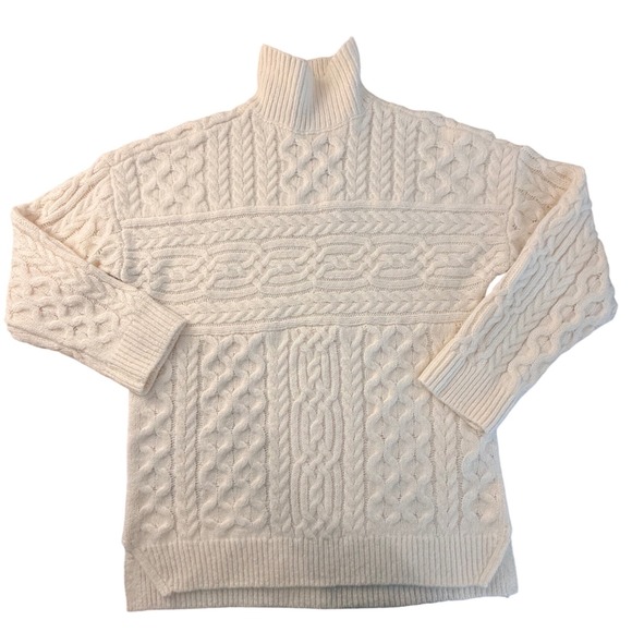 Abercrombie & Fitch Sweaters - VTG Y2K Fisherman Chunky Cable Knit Turtleneck Sweater S Abercrombie Fitch Ivory